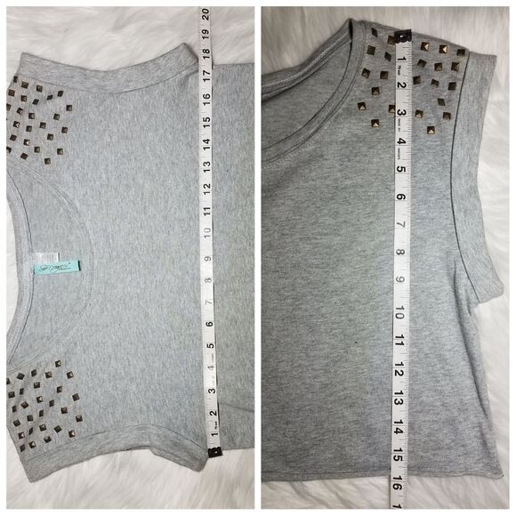 NWOT|Grey Studded Crop Top, SMALL - Picture 5 of 6